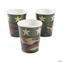 9 oz. Camouflage & Stars Disposable Paper Cups - 8 Ct.