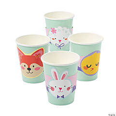 9 oz. Easter Friends Fox, Sheep, Chick & Bunny Disposable Paper Cups - 8 Ct.