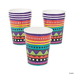 9 oz. Fiesta Bright Striped Disposable Paper Cups - 8 Ct.
