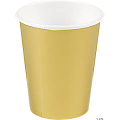 9 oz. Metallic Gold Solid Color Disposable Paper Cups - 24 Ct.