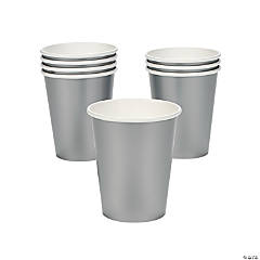 9 oz. Metallic Silver Disposable Paper Cups - 24 Ct.
