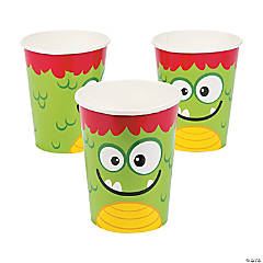 9 oz. Mini Monster Green Disposable Paper Cups - 8 Ct.