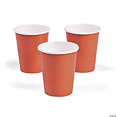 9 oz. Pumpkin Orange Disposable Paper Cups - 24 Ct.