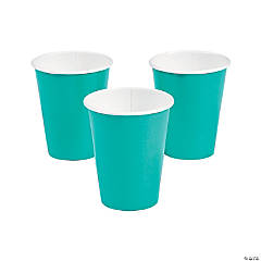 9 oz. Teal Lagoon Disposable Paper Cups - 24 Ct.