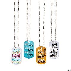 Act Justly Dog Tag Necklaces - 12 Pc.