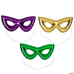 Adult’s Metallic Mardi Gras Masquerade Adult Plastic Masks - 24 Pc.