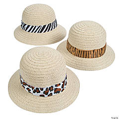 Adult’s Pith Helmets with Animal Print Band - 12 Pc.