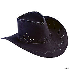 Adults Black Cowboy Hat with Stitching