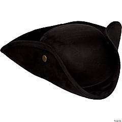 Adults Black Faux Suede Tricorne Hat