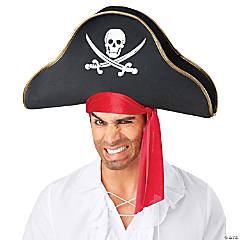 Adults Black Pirate Hat with Jolly Roger