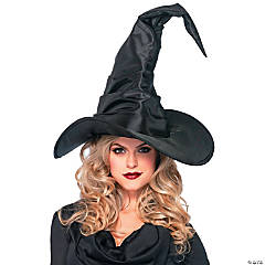 Adults Black Ruched Witch Hat - Large