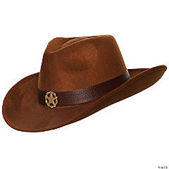 Adults Brown Cowboy Sheriff Hat with Hatband