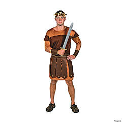 Adults Brown Roman Soldier Tunic and Skirt with Cuffs Costume