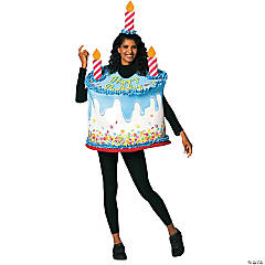 Adults Happy Birthday Confetti Cake with Candle Costume
