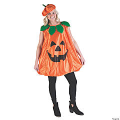 Adults Jack-O'-Lantern Pumpkin Polyester Pullover Costume with Hat