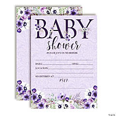 AmandaCreation Violet Baby Shower Invites 40pc.