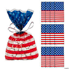 American Flag Cellophane Bags - 12 Pc.