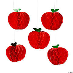 Apple Hanging Honeycomb Decorations - 6 Pc.