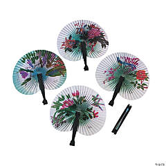 Asian Folding Hand Fan Assortment - 12 Pc.