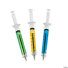 Assorted Colorful Syringe Pens - 12 Pc.