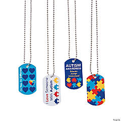 Autism Awareness Dog Tag Necklaces - 12 Pc.