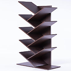 Basicwise Wooden 9-Shelf Tree Magazine CD Storage Bookcase, Brown