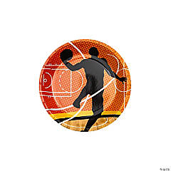 Basketball Party Basketball Player Silhouette Paper Dessert Plates - 8 Ct.