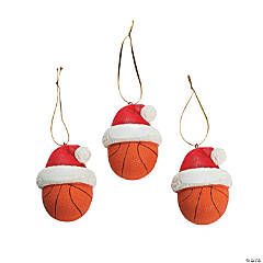 Basketball Resin Christmas Ornaments - 12 Pc.