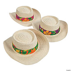 Beach Hats with Hibiscus Print Band Assortment