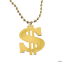 Bead Necklaces with Dollar Sign - 12 Pc.