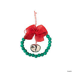 Beaded Jingle Bell Wreath Ornament Craft Kit - Makes 6