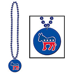 Beistle - Beads w/Democratic Medallion - 12 Pack