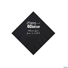 Black 40th Birthday Personalized Napkins with Silver Foil - 50 Pc. Beverage