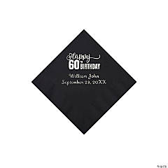 Black 60th Birthday Personalized Napkins with Silver Foil - 50 Pc. Beverage