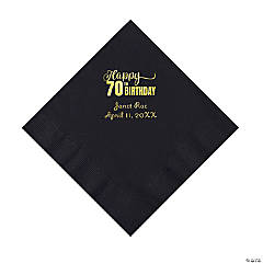 Black 70th Birthday Personalized Napkins with Gold Foil - 50 Pc. Luncheon