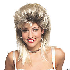 Black & Blonde 1980s Rocker Groupie Wig