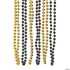 Black & Gold Bead Necklaces - 48 Pc.