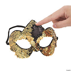 Black & Gold Flipping Sequins Masks - 12 Pc.