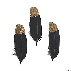 Black & Gold Glitter Feathers