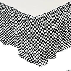 Black & White Checkered Pleated Table Skirt