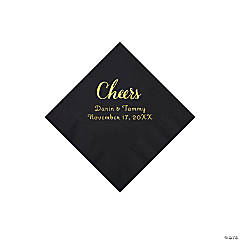 Black Cheers Personalized Napkins with Gold Foil - Beverage