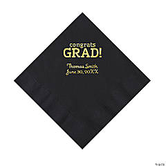Black Congrats Grad Personalized Napkins with Gold Foil - 50 Pc. Luncheon
