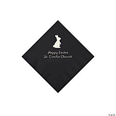 Black Easter Bunny Personalized Napkins with Silver Foil - Beverage