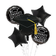 Black Graduation Congrats Grad Balloon Bouquet Kit - 14 Pc.