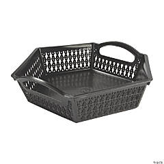 Black Hexagon Woven Storage Baskets with Handles - 6 Pc.