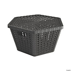 Black Hexagon Woven Storage Baskets with Lid- 4 Pc.