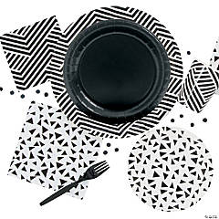 Black Mixed Print Tableware