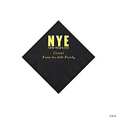 Black New Year’s Eve Personalized Napkins with Gold Foil - Beverage