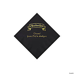 Black Oktoberfest Personalized Napkins with Gold Foil - Beverage