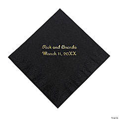 Black Personalized Napkins with Gold Foil - Beverage